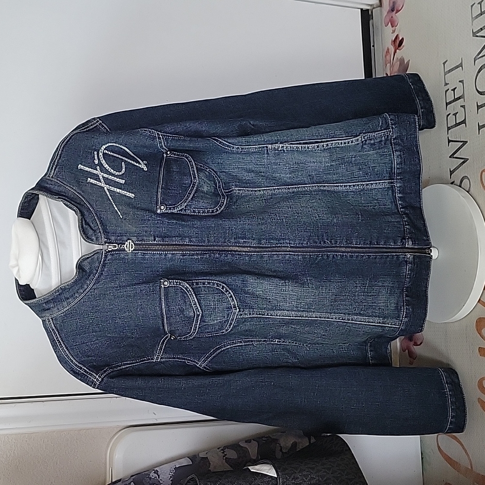 Harley Davidson Genuine Mortor Clothes Denim Jacket with Rhinestones
